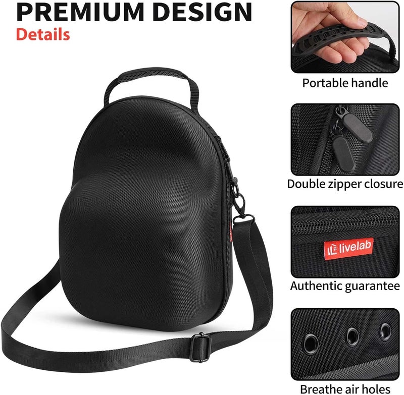 Livelab Hat Case, Hard Hat Case for Baseball Caps, Hat Storage with Carrying Handle & Shoulder Strap, Hat Organizer Protects Up to 6 Hats, Perfect for Travel & Home Storage - Black - Image 3